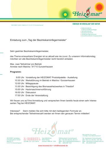 Informationstag für Bezirkskaminfegermeister - Heizomat