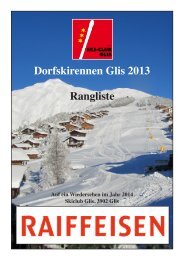 Ranglisten Dorfskirennen 2013 - Skiclub Glis