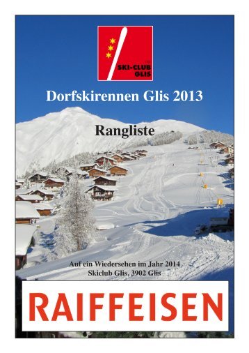 Ranglisten Dorfskirennen 2013 - Skiclub Glis