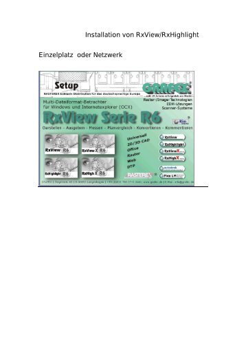 Installation von RxView/RxHighlight Einzelplatz oder Netzwerk