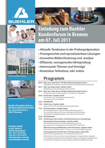 Einladung zum Buehler Kundenforum in Bremen am 07. Juli 2011 ...