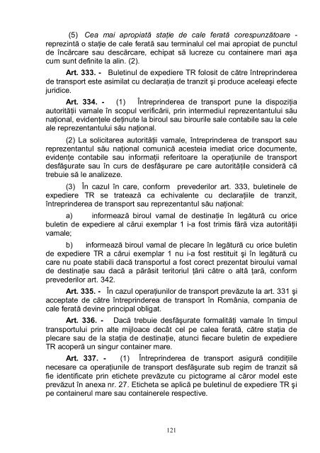 Regulamentul de aplicare a codului vamal al Romaniei ... - untrr