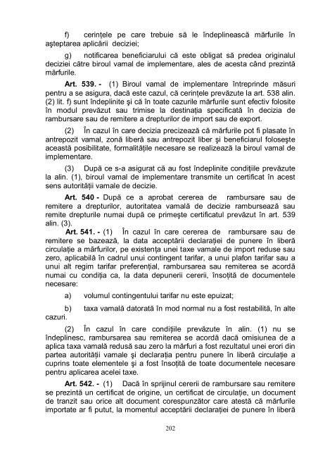 Regulamentul de aplicare a codului vamal al Romaniei ... - untrr