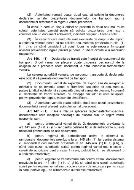 Regulamentul de aplicare a codului vamal al Romaniei ... - untrr