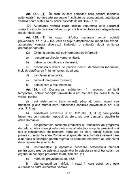 Regulamentul de aplicare a codului vamal al Romaniei ... - untrr