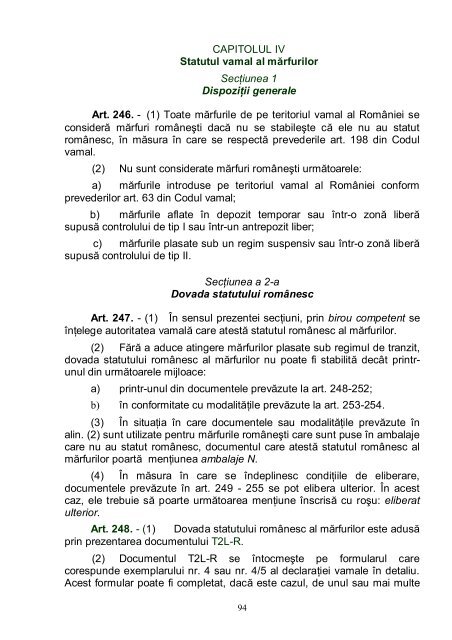 Regulamentul de aplicare a codului vamal al Romaniei ... - untrr