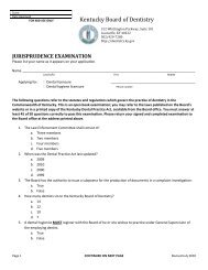 jurisprudence examination - Kentucky: Board of Dentistry