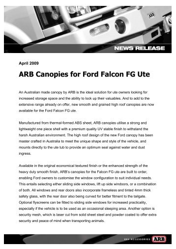 ARB Canopies for Ford Falcon FG Ute