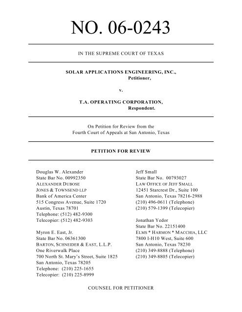 Solar Applications Engineering v. T. A. Operating - The Appellate ...