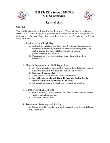 RULES OF PLAY - UK Elite Soccer