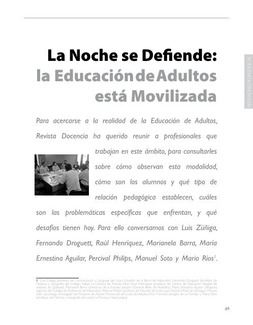 La Noche se Defiende: la Educación de Adultos ... - Revista Docencia
