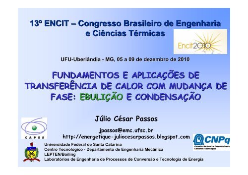 Mini-curso ENCIT 2010 - parte A - LEPTEN - Universidade Federal ...