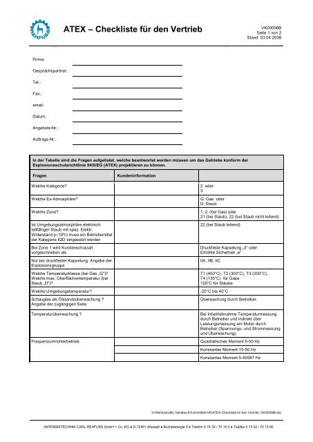 ATEX â Checkliste fÃ¼r den Vertrieb - Krautloher GmbH