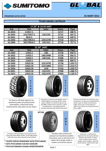 sumitomo fÄ±yat lÄ±stesÄ± (pdf ) - Tarlas Lastik