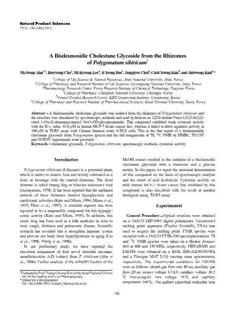 A Bisdesmosidic Cholestane Glycoside from the Rhizomes of ...
