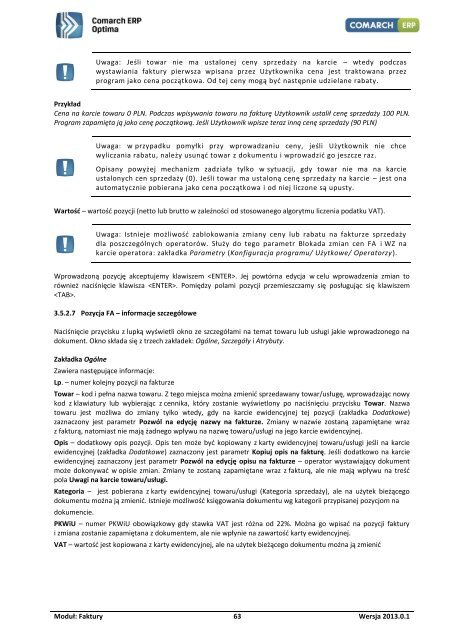 Comarch ERP Optima - Faktury