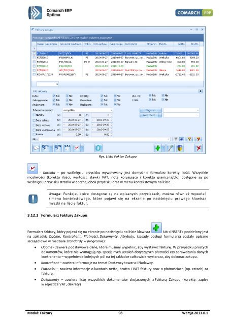Comarch ERP Optima - Faktury