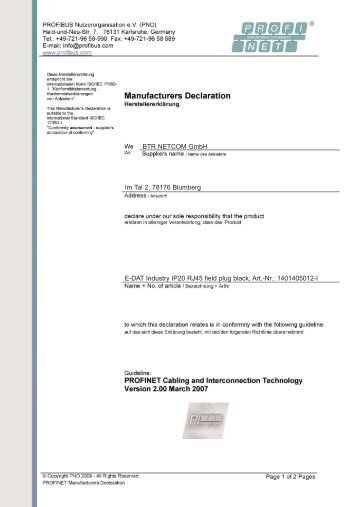 BTR NETCOM GmbH Im Tal 2, 78176 Blumberg ... - METZ CONNECT