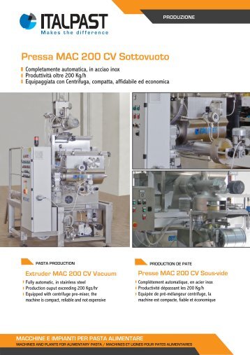 Pressa MAC 200 CV Sottovuoto - Italpast