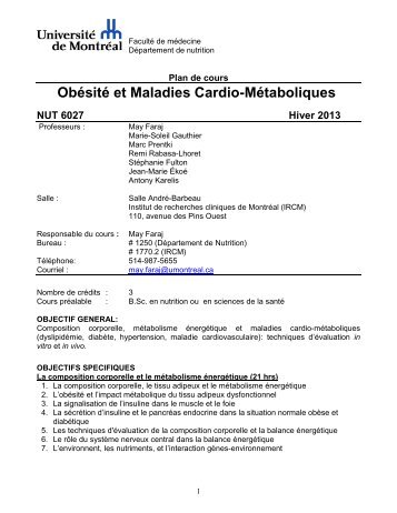 DÃ©partement de nutrition - IRCM