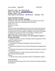 Course Syllabus Foods OJT 2009/2010 Instructor's name ... - USD 320