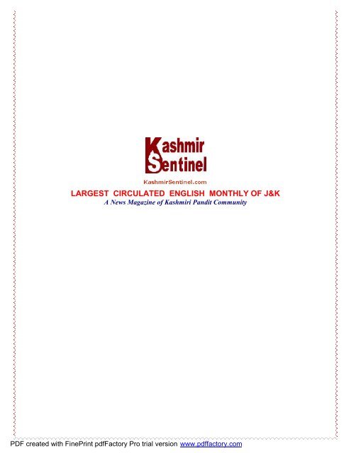 Largest Circulated English Monthly Of J K Panun Kashmir