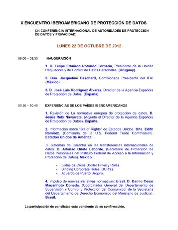 Programa Provisional - Red Iberoamericana de ProtecciÃ³n de datos