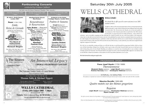 to view the concert programme - Somerset Chamber Choir