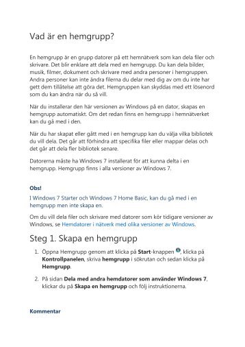 Vad Ã¤r en hemgrupp? Steg 1. Skapa en hemgrupp - MSN.com