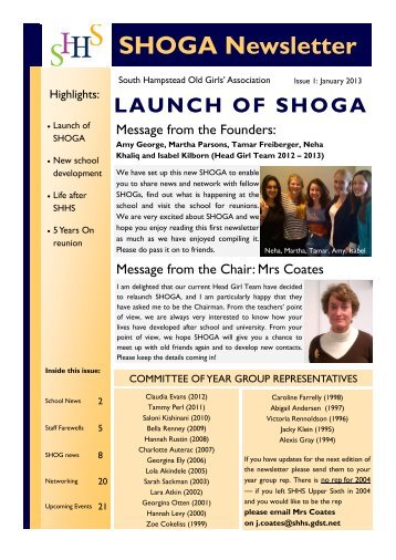 SHOGA Newsletter - South Hampstead High School