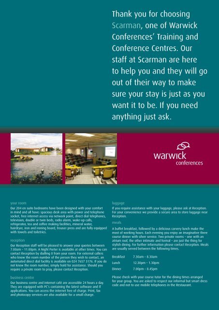 Thank You For Choosing Scarman One Of Warwick Conferences