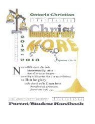 Elementary School Handbook - Ontario Christian Schools