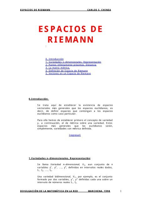 ESPACIOS DE RIEMANN Casanchi