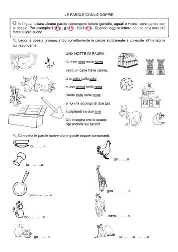 LE PAROLE CON LE DOPPIE } In lingua italiana ... - La Teca Didattica