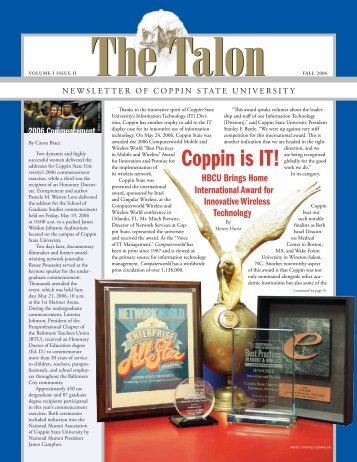 The Talon Vol. 1 Issue 2 - Fall 2006 - Coppin State University ...