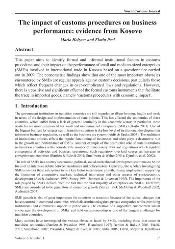 The impact of customs procedures on business performance ...