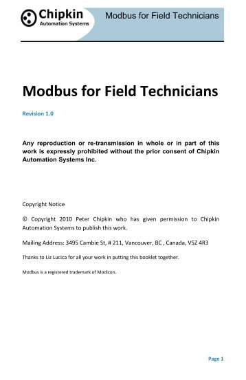 Modbus for Field Technicians - Chipkin Automation Systems