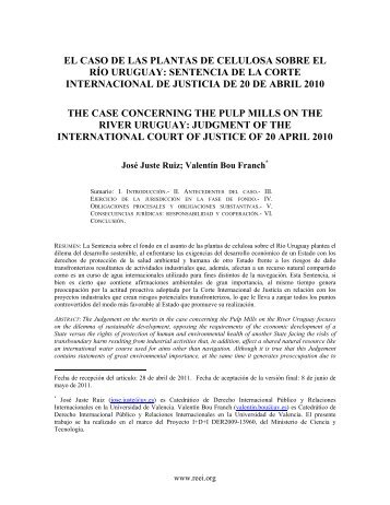 el caso de las plantas de celulosa sobre el rÃ­o uruguay: sentencia ...