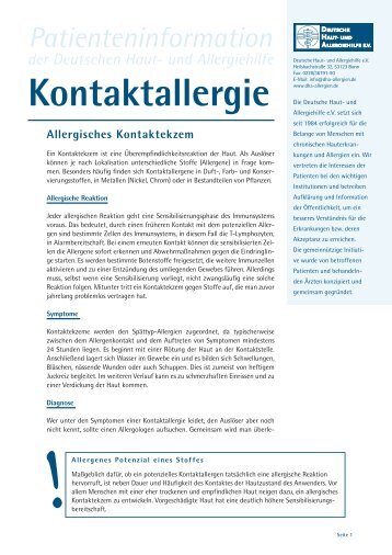 Kontaktallergie - Deutsche Haut-und Allergiehilfe eV
