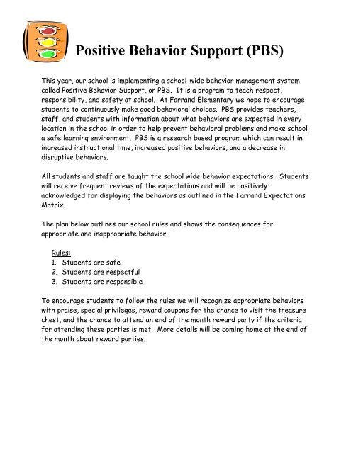 Positive Behavior Support (PBS) - Farrand Elementary School