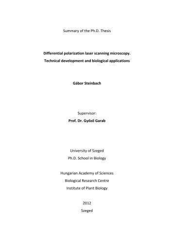 Summary of the Ph.D. Thesis Differential polarization laser ... - doktori