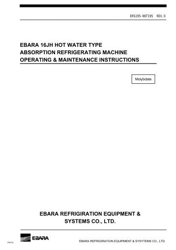 ebara 16jh hot water type absorption refrigerating machine