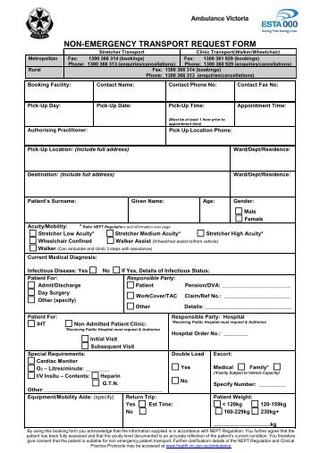 Non Emergency Booking Form