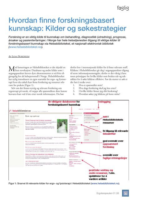 Hvordan finne forskningsbasert kunnskap: Kilder og sÃ¸kestrategier