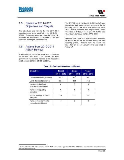 Wambo Coal AEMR 2011-2012 - Peabody Energy