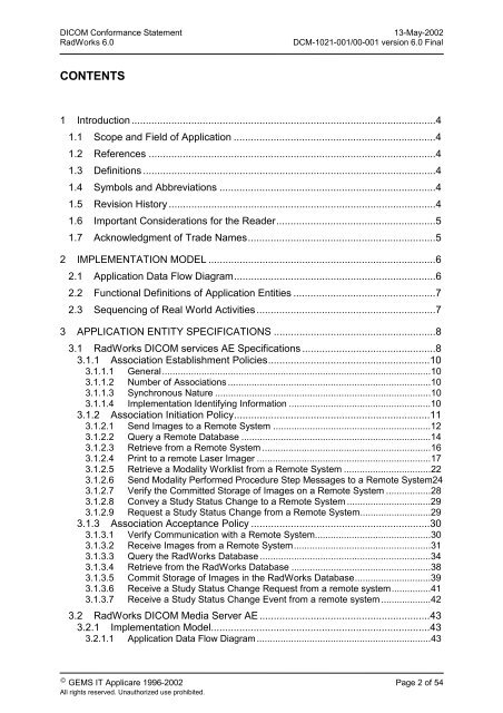 DICOM Conformance Statement