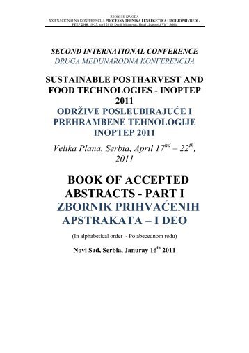 book of accepted abstracts - part i zbornik prihvaÄenih apstrakata
