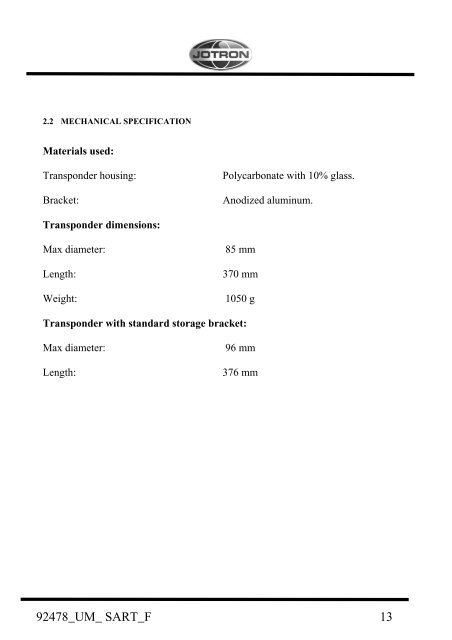 Users Manual Tron SART.pdf - Jotron