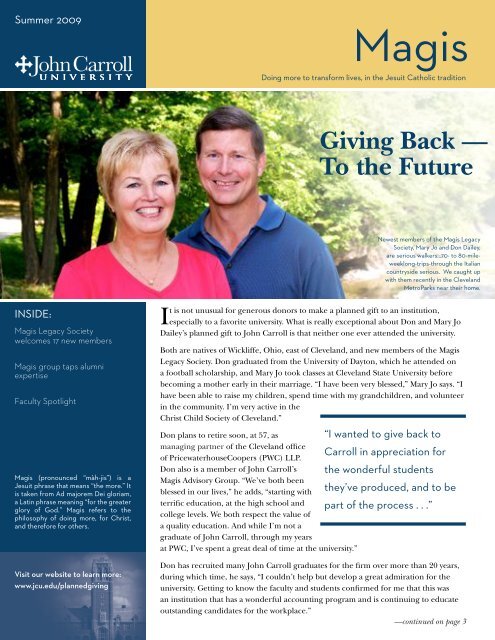 Giving Back â To the Future - John Carroll University