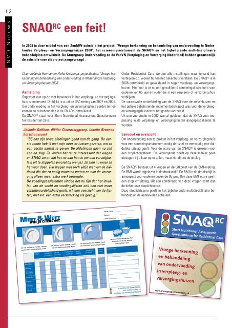 Aankondiging SNAQ RC - Stuurgroep ondervoeding